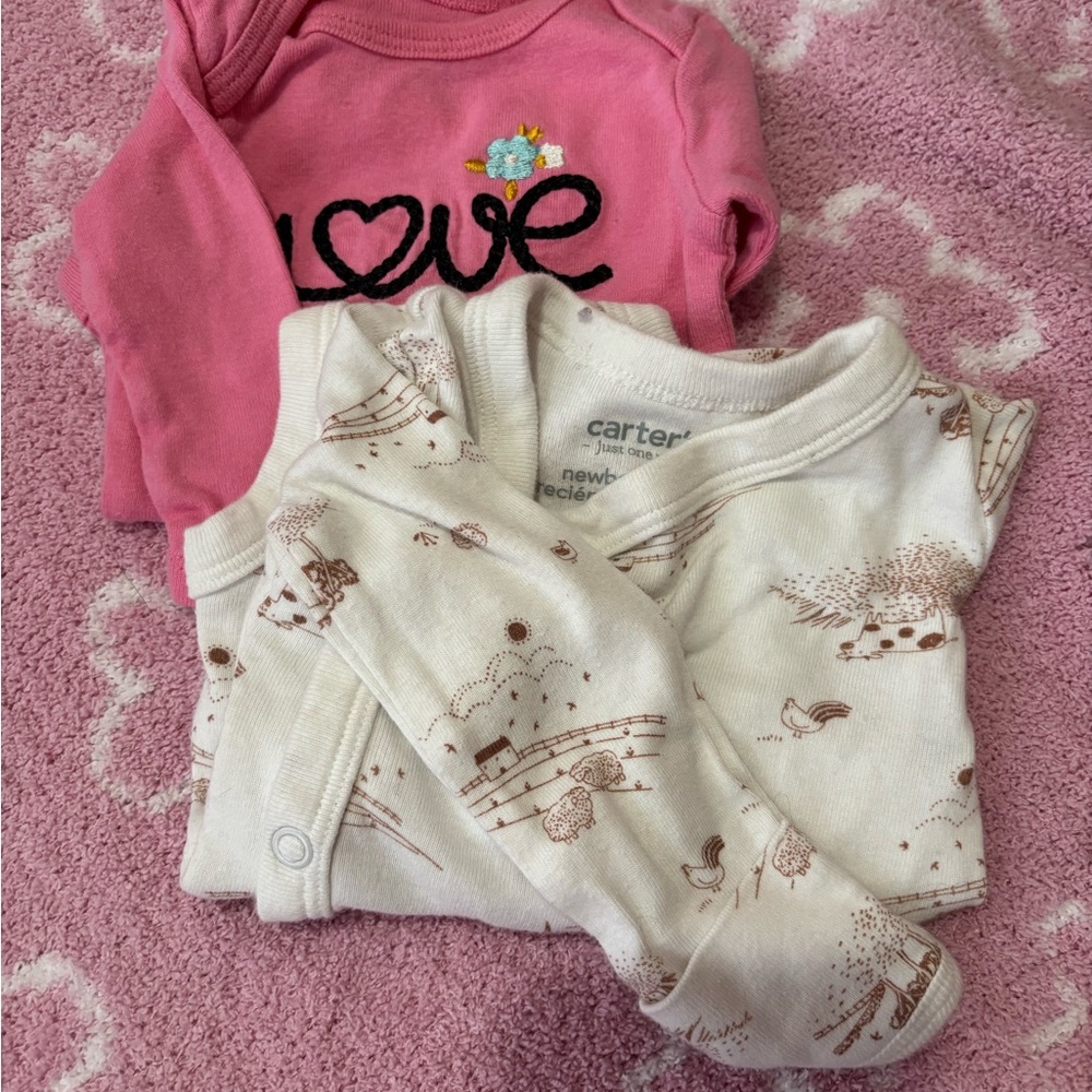 Carter's Baby Bodysuits - Pink and Cream